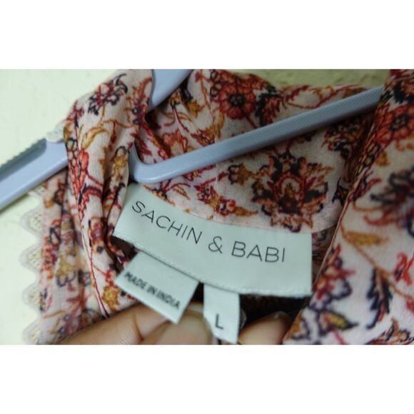 Sachin + Babi Spencer Top Dusty Pink Mahavir Print Blouse Size L Womens - Picture 7 of 9